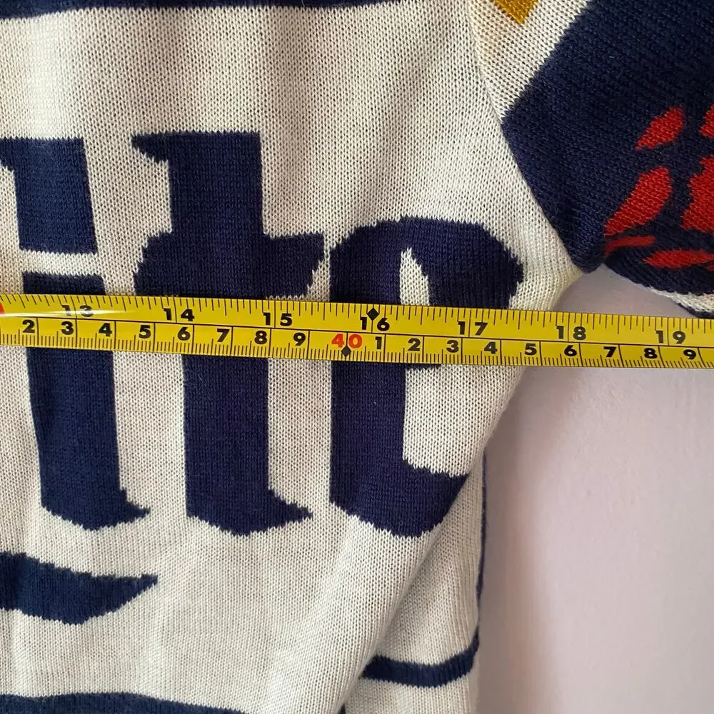 Miller Lite Ugly Christmas Holiday Sweater Crewneck Navy Blue White Men's Small